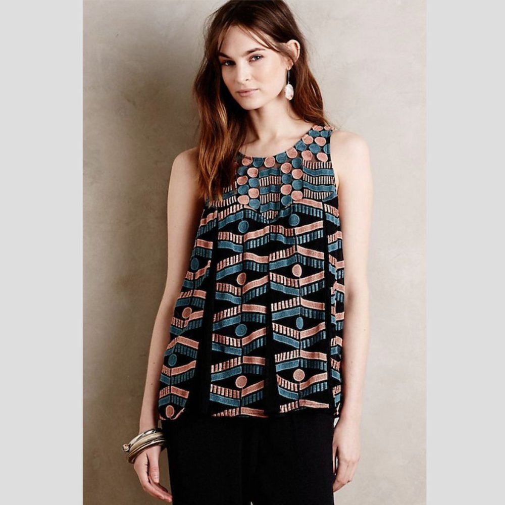 Anthropologie Akemi+Kin Kalila Embroidered Dot Top